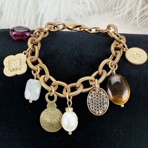Beautiful aged bronze tone bohemian, chic multi Charm Bracelet